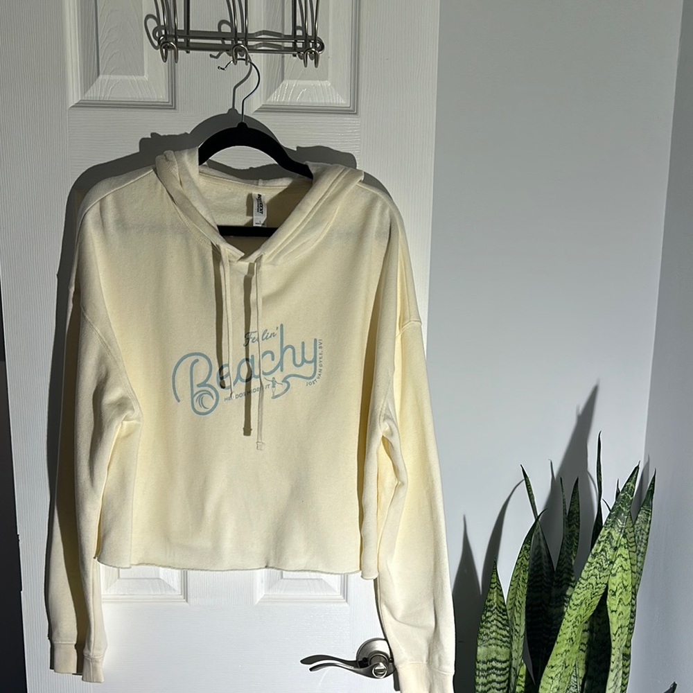 Yellow Crop Relaxed Long Sleeve Hoodie
